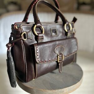 Dooney and Bourke Florentine Medium Pocket Satchel in BROWN TMORO